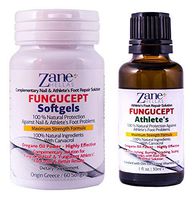 Zane Hellas FunguCept Advanced. Athlete’s Repair Solution. Relieves Itching, Burning, Cracking, Scaling. Stop Bad Odor. Visible Results in 5 Days. 1 fl. oz - 30 ml and 60 Softgels.