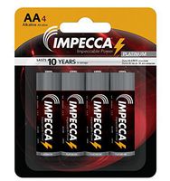 IMPECCA Double A Batteries (4 Pack) High Performance 1.5 Volt AA Alkaline Battery LR6 Non Rechargeable for Everyday Clocks Remotes Games Controllers Toys & Electronics