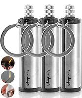 Splayman’s Waterproof Permanent Match Lighter- Set of 3, Forever Match, Camp Fire Starter, Outdoor Survival Tool, Emergency Flint Stone Striker Lighter Match with Metal Keychain for Camping Hiking BBQ