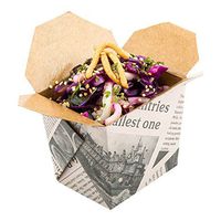 8 oz Square Newsprint Paper Noodle Take Out Container - 2 3/4" x 2 1/4" x 2 1/2" - 50 count box - Restaurantware