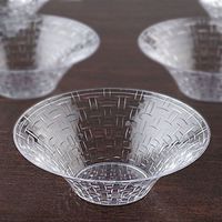 BalsaCircle 30 pcs 8 oz Clear Basketweave Plastic Round Bowls - Disposable Wedding Party Catering Tableware