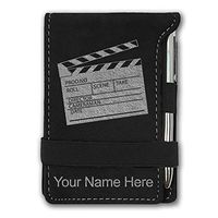 Mini Notepad, Movie Clapperboard, Personalized Engraving Included (Black with Silver)