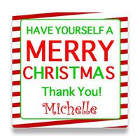 20 Personalized Striped Christmas Gift Labels - Customized Christmas Stickers (GT3)