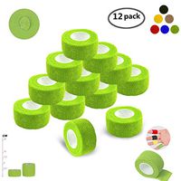 Self Adherent Wrap Tape Medical Cohesive Bandages Flexible Stretch Athletic Strong Elastic First Aid Tape for Sports Sprain Swelling and Soreness on Wrist and Ankle 12 Pack 1Inch X 5Yards(Green)