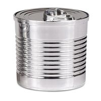 Solia Plastic Silver Tin Can with Lid, 2 oz. 200 Pack