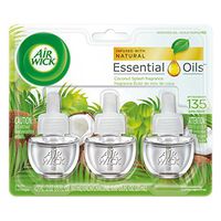 Air Wick plug in Scented Oil 3 Refills, Coconut Splash, (3x0.67oz), Essential Oils, Air Freshener