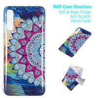 Amocase Glow in Dark Silicone Case with 2 in 1 Stylus for Samsung Galaxy A70,Stylish Colorful Printed Luminous Noctilucent Flexible Soft TPU Shockproof Case - Retro Mandala