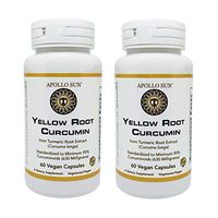 APOLLO SUN Yellow Root Curcumin from Turmeric Root Extract (Curcuma Longa) 630 Milligrams as a Dietary Supplement (60 Vegan Capsules) Pack of 2