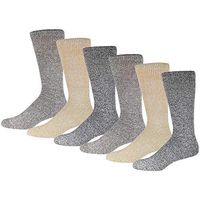 6 Pairs of Premium Cotton Diabetic Crew Socks with Non Binding Top, Extra Soft Socks, Marled Heather Grey (Size 10-13)