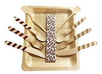 Perfect Stix Game Day 24-Niners Tailgate Party Pack, 24 Pack Flexible Paper Straws, 24 Count Cutlery Set with Niners Colors, 24 Count 10" Wooden Plates, 24 Pack 6" Cocktail Stirrers (Pack of 96)