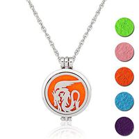 Essential Oil Diffuser Necklace Aromatherapy Fragrance Dragon Pendant Aroma Felt Pads Surgical Solid Locket