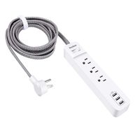Slim Braided Power Strip with 3 AC Outlet 3 Fast USB Port, Overload Protection Switch for USB Power Strips Surge Protector, Flat Plug with 5Ft Fabric Extension Cord for Home/Office/Travel