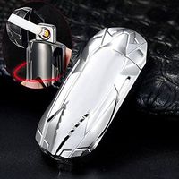 Zarsson Cigarette Lighter, Mini Flameless Lighter Rechargeable Lighter Windproof Cigarette Lighters with Electronic USB Charging for Business, Men, Women, Friend and Daily Life, Party as Gift - Silver