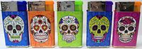 18 Assorted Wide Sugar Skull Design Electric Lighters (Designs Randomly Selected) 1274WCS