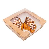 Cafe Vision 40 oz Rectangle Kraft Paper Large Bio Salad Box - 8 1/4" x 6 1/4" x 1 1/2" - 50 count box - Restaurantware