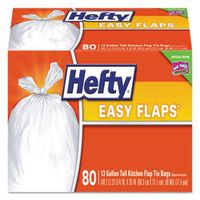 Hefty Easy Flaps Trash Bags, 23.75" X 28", 13 Gal, White, 480/Carton