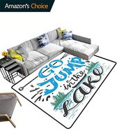 Bigdatastore Cabin Decor Nautical Area Rug Bedroom, Vintage Typography Inspiration Quote Lake Sign Canoe Fishing Sports Theme, Fashionable High Class Living Bedroom Rugs(3'x 8')