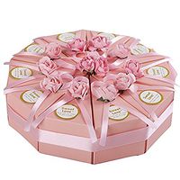 Colorido 10 Pcs Creative Rose Flower Bow Triangle Cake Case Married Wedding Candy Box size Medium (# A)