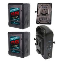 IndiPRO Micro-Series Battery Kit - Includes 2X 98Wh V-Mount Li-Ion Battery, PD2BCH V-Mount Dual Battery Charger with XLR Output, V-Mount Adapter Plate for Blackmagic Design URSA Cameras