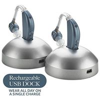 Digital Hearing Amplifier - (Pair of 2) Personal Hearing Enhancement Sound Amplifier, Rechargeable Digital Hearing Amplifier with All-Day Battery Life, Modern Blue