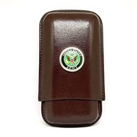 Genuine Leather US Army Cigar Case 3-Finger with 3 Cigar Holders - Pocket-Sized Cigar Case for Travel, Gifts for Men by Cigar Cutters by Jim (Brown)