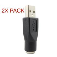 SANOXY (2X PACK)PS/2 Female to USB Male Adapter-Replacement PS/2 Keyboard to USB Adapter - M/F (2X PACK BLACK)
