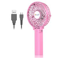 VersionTECH. Mini Handheld Fan, USB Desk Fan, Small Personal Portable Table Fan with USB Rechargeable Battery Operated Cooling Folding Electric Fan for Travel Office Room Household Pink