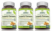 Herbal Secrets Turmeric Curcumin with Bioperine Dietary Supplement 1500 Mg per Serving, 180 Veggie Capsules (Non-GMO) - Supports Healthy Heart & Brain Function (180 Count (Pack of 3))