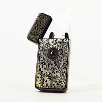Unishow ® Single Arc Classical Design USB Rechargeable Flameless Windproof Electronic Lighter (Black Flower)