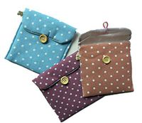 Braveness Girl Cotton Blends Polka Dots Sanitary Pad Holder Button Bag Case (Pack of 3)