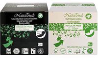 NATRATOUCH Regular PAD ~ COMPOSTABLE ~ Texas Organic Cotton & Natural Bamboo Charcoal Sanitary Regular Flow Pads (12 Cotton Pads and 12 Bamboo Pads)