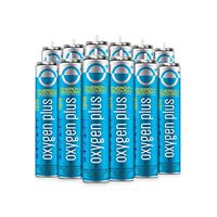 Oxygen Plus 99.5% Pure Recreational Oxygen Cans Filled in FDA-Registered Facility - Restore Oxygen Levels w/Oxygen Supplement, Portable Oxygen Canisters for Natural Energy (O+ Refill 12-Pack)