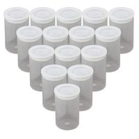 Plastic Film Canister with Lids, Small Accessories, Pills Storage Pack of 15 (Clear)