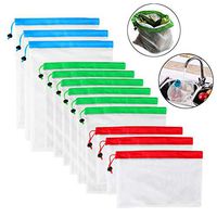 12Pcs Reusable Drawstring Net Mesh Storage Bag Vegetable Fruit Toy Organizer