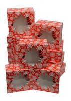 Christmas Cookie Gift Boxes, fold-able with Holiday Designs, Set of 12 Boxes (Pretty Snowflakes)