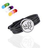 constantlife Adjustable Genuine Leather Band Bracelet Aromathrapy Jewelry Essential Oil Diffuser Fragrance Cuff Bangle (Branch)