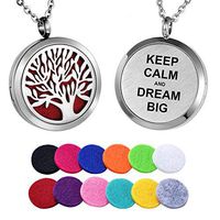 HooAMI Essential Oil Diffuser Necklace Aromatherapy Jewelry Tree - Keep Calm and Dream Big