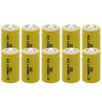 10x Exell 2/3A Size 1.2V 700mAh NiCD Rechargeable Batteries with Tabs for high power static applications (Telecoms, UPS and Smart grid), electric mopeds, meters, radios, RC devices, electric tools