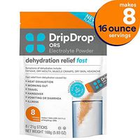 DripDrop ORS – Patented Electrolyte Powder for Dehydration Relief Fast - For Workout, Hangover, Illness, Sweating & Travel Recovery - Orange - 8 x 16oz Servings