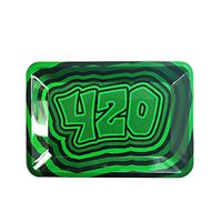 Metal Rolling Tray 7"x5.5" Cigarette Rolling Trays Small,Sturdy Durable Art Scroll Tray (420 Green)