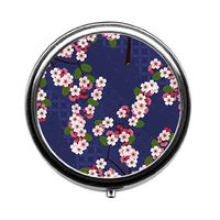 Cherry Sakura Flowers Pill Box/Pill case-Round Pill Box/case- Three-Compartment Pill Box/Pill case