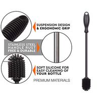 Silicone Bottle Brush with Long Handle - Silicone Kitchen Cleaner which are Certified by FDA & Baby Food - Water Bottle Brush Works Well for Water Bottles,Baby Bottles,Long Necked Bottles(12"-Black)