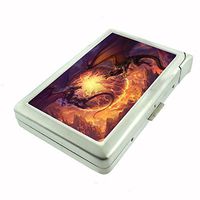 Metal Cigarette Case with Built in Lighter Dragon D9 100's Size Cigarettes Silver Metal Wallet 4.75" X 2.75" RFID Protection