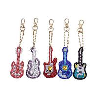 Meidexian888 Keychain Diamond Painting,DIY Guitar Series Special Shape Full Diamond Pattern Embroidery Key Ring Set