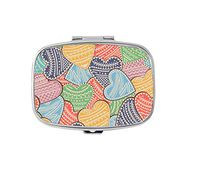 Udoosun Pill Box Case - Custom Personlized Rectangular Tablet Medicine Pocket Purse Travel Pill Vitamin Decorative Box Case Holder (Colored Hearts Valentine's Day)