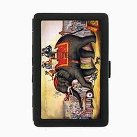 Perfection In Style Black Color Metal Cigarette Case D-200 Circus Elephant Performing