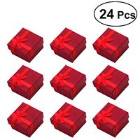 OUNONA 24pcs Valentine's Day Jewelery Gift Boxes for Ring Earring Necklace(Red)