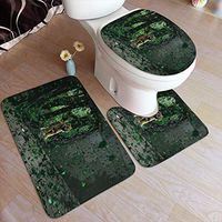 Tree Hole Tiger Microfiber Bathroom Contour Rugs Combo,Set of 3 Soft Shaggy Non Slip Bath Shower Mat Rectangle-Shaped U-Shaped and O-Shaped Toilet Floor Rug