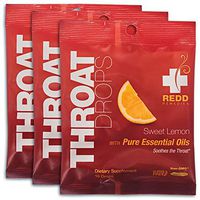 Redd Remedies - Throat Drops, Herbal Cough Suppressant to Soothe and Support Healthy Breathing, 16 Servings (3 Pack), Sweet Lemon