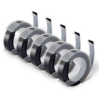 Exsun Compatible Embossing Label Tape Replacement for DYMO Plastic 3D Embossing Tape for Label Makers Office Mate II 1540, White on Black, 3/8''(9mm) x 9.8'(3m),5 Roll